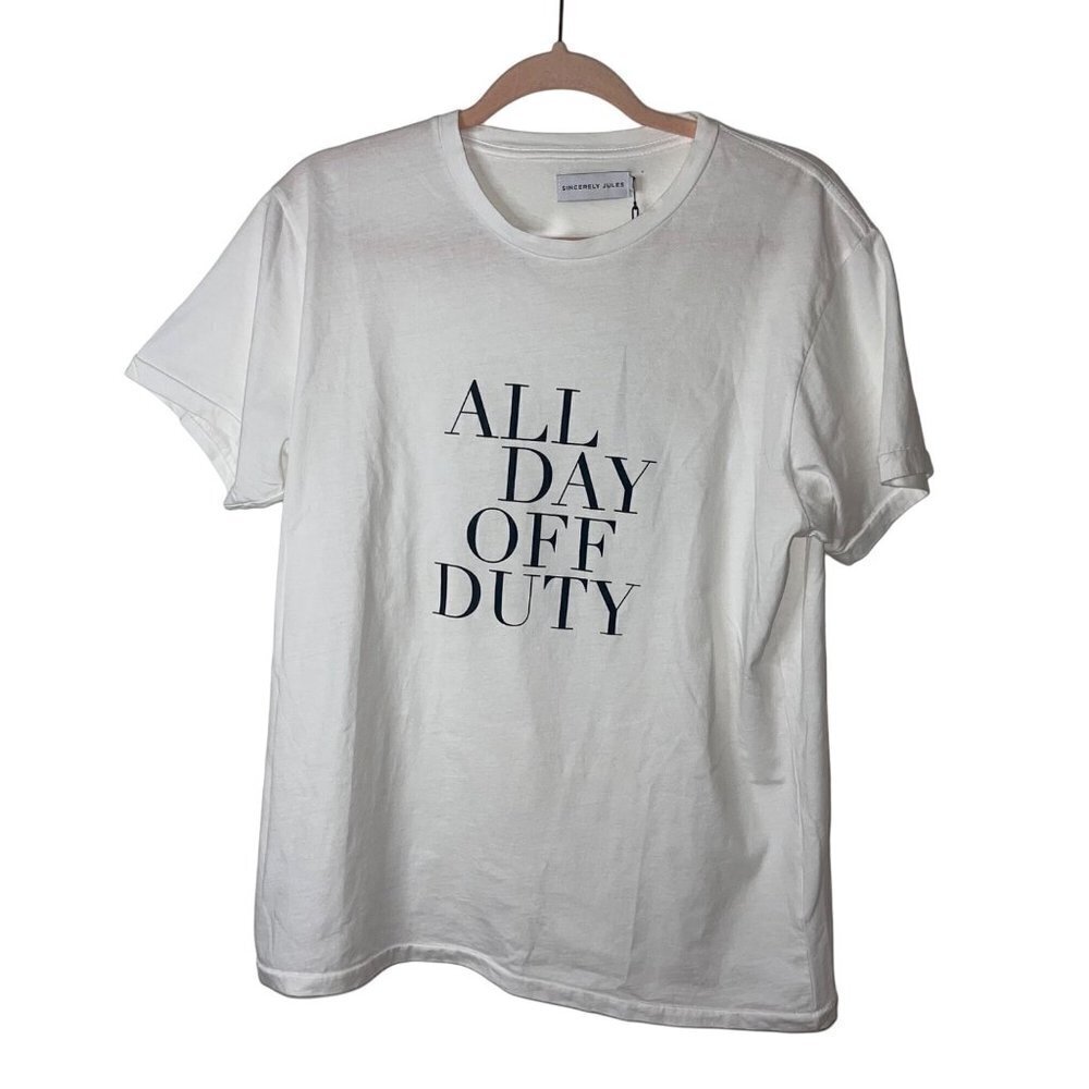 Sincerely Jules Womens T Shirt Size Large White All Day off Duty Pure Cotton New
